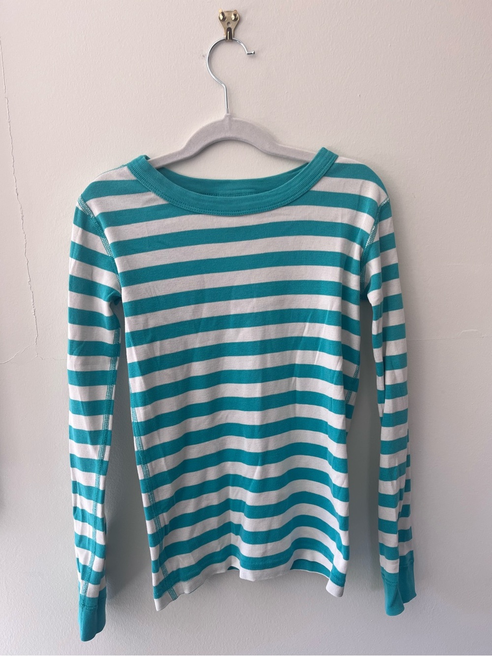 Hanna Andersson | Teal Striped Long-Sleeve Shirt | Size 10